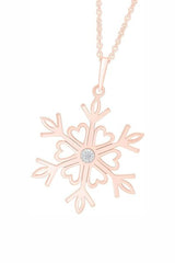 Rose Gold Color Moissanite Heart Snowflake Pendant Necklace for Women 
