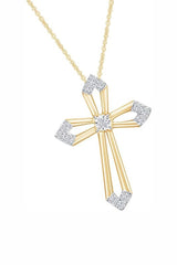 Yellow Gold Color Open Cross Pendant Necklace, Trending Necklaces