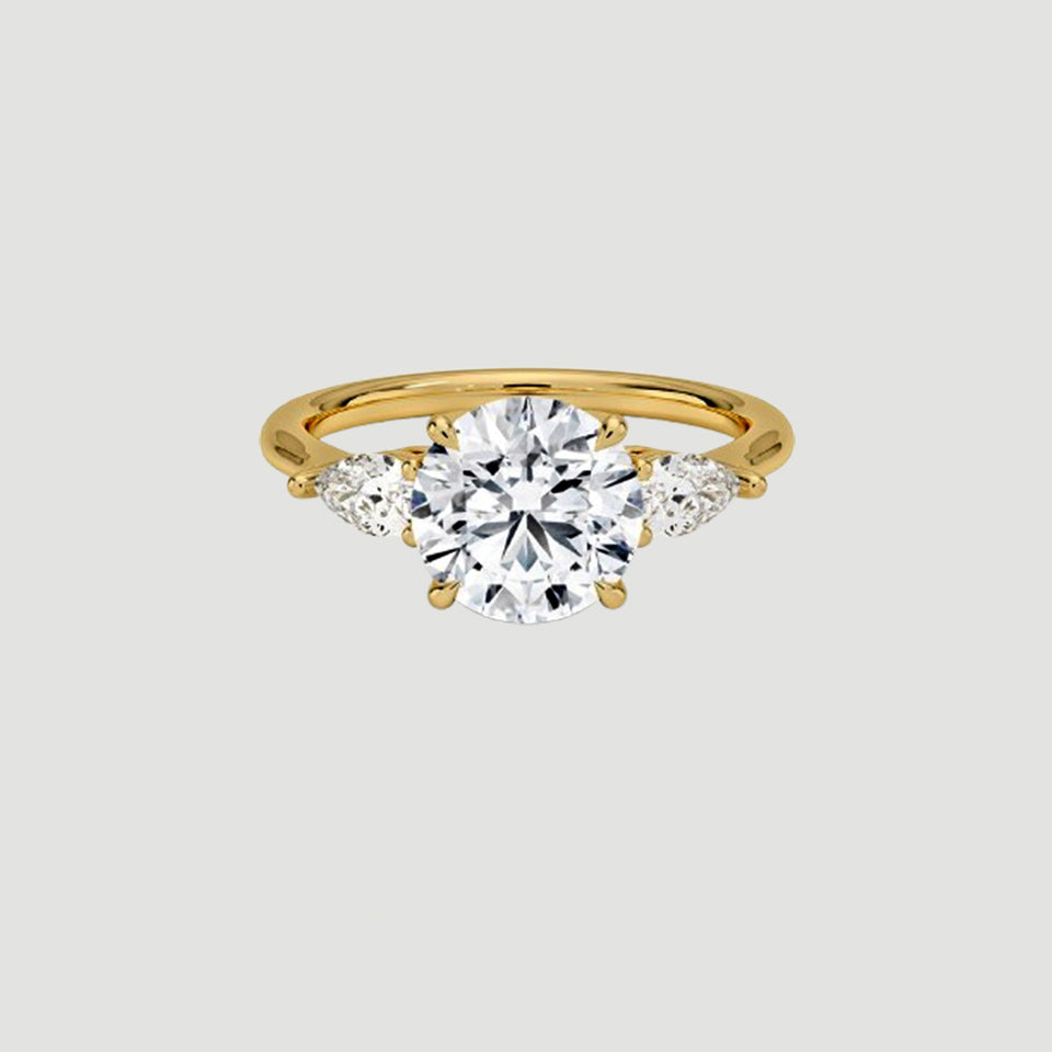 Moissanite Round Cut Three Stone Ring