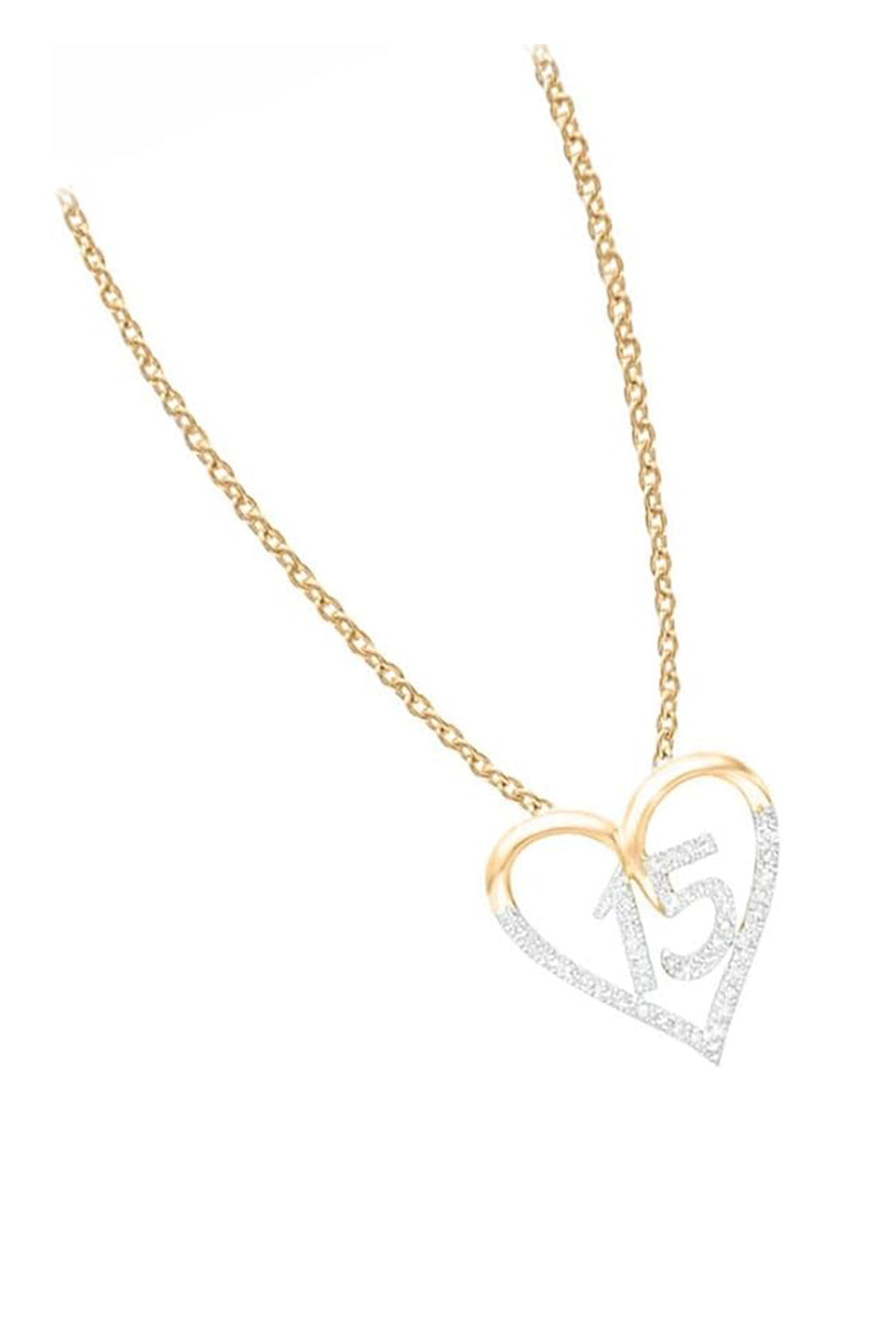 yellow Gold Color 15 Years Love Heart Pendant Necklace, Buy Pendants Online 