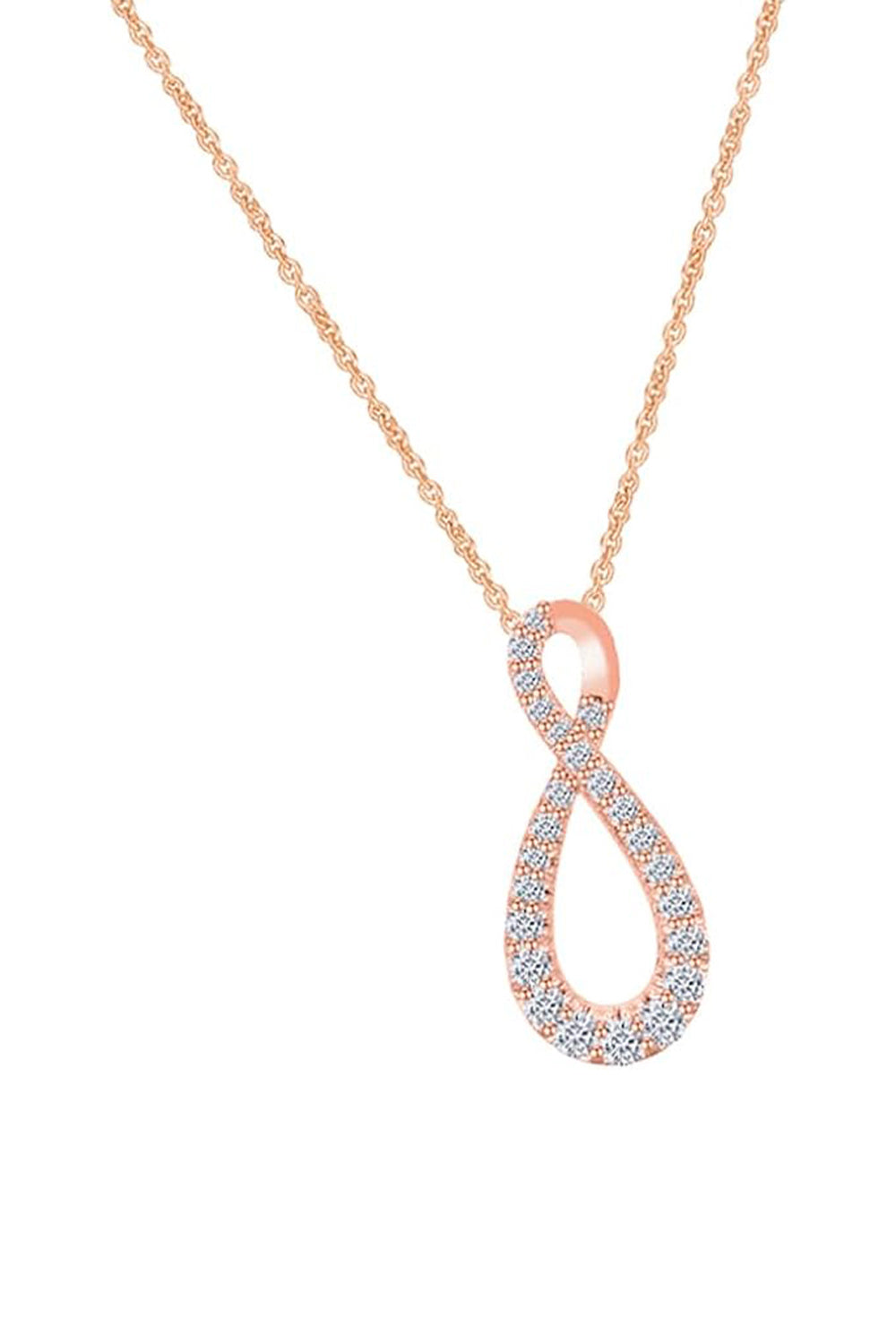 Rose Gold Color Round Moissanite Infinity Pendant Necklace