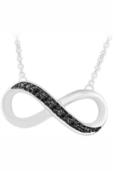 White Gold Color Yaathi Black Infinity Necklace, Pendant for Women 