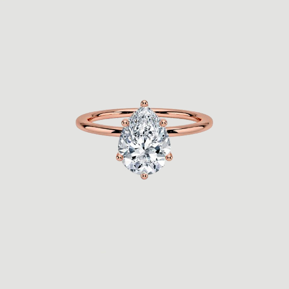 Hidden Halo Pear Shape Moissanite Ring