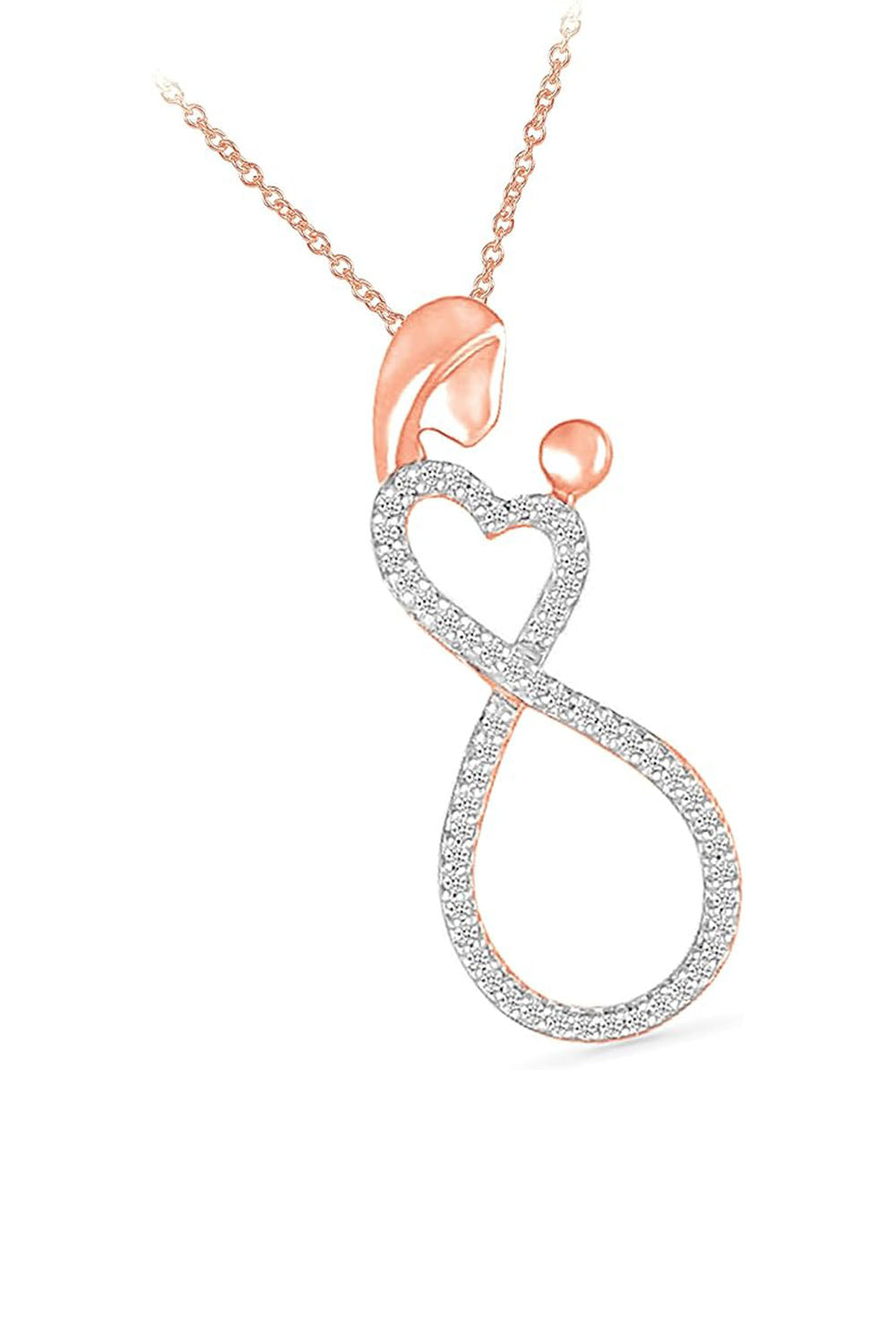 Rose Gold Color Heart Infinity Mother Love Pendant Necklace