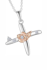 X Letter Rose Pendant Necklace 