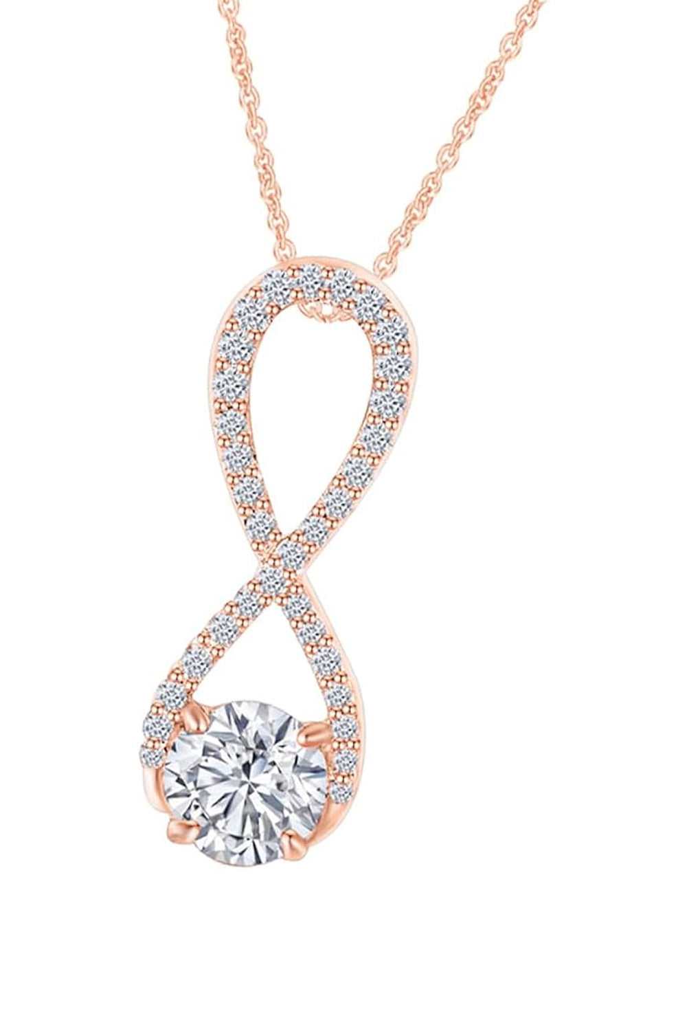 Rose Gold Color Frame Infinity Pendant Necklace 