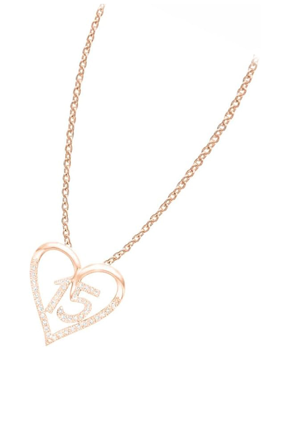 Rose Gold Color 15 Years Love Heart Pendant Necklace, Buy Pendants Online 