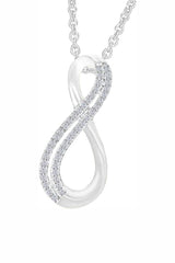 White Gold Color Yaathi Double Row Infinity Pendant Necklace, Jewellery