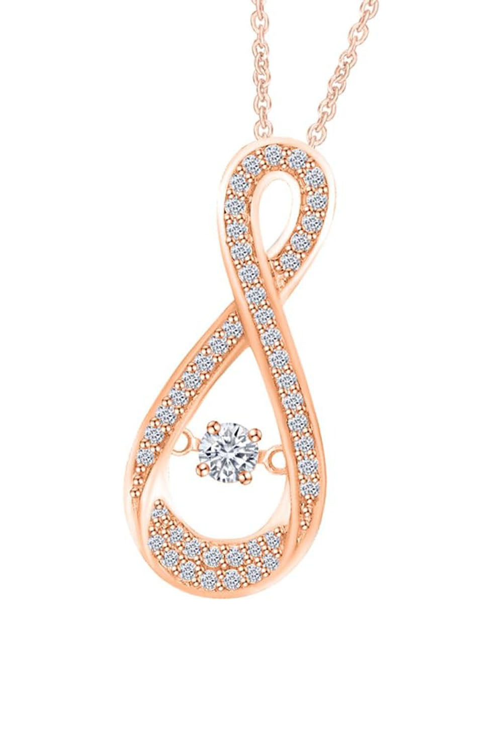 Rose Gold Color Trendy Moissanite Diamond Infinity Pendant Necklace