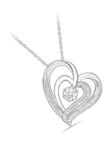 White Gold Color Double Heart Pendant Necklace, Pendant Necklaces