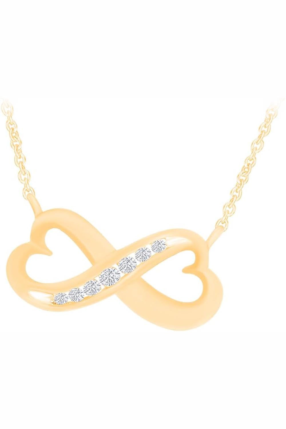 Yellow Gold Color Yaathi Heart-Shape Infinity Necklace, Fashion Jewellery