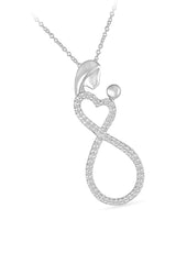 White Gold Color Heart Infinity Mother Love Pendant Necklace