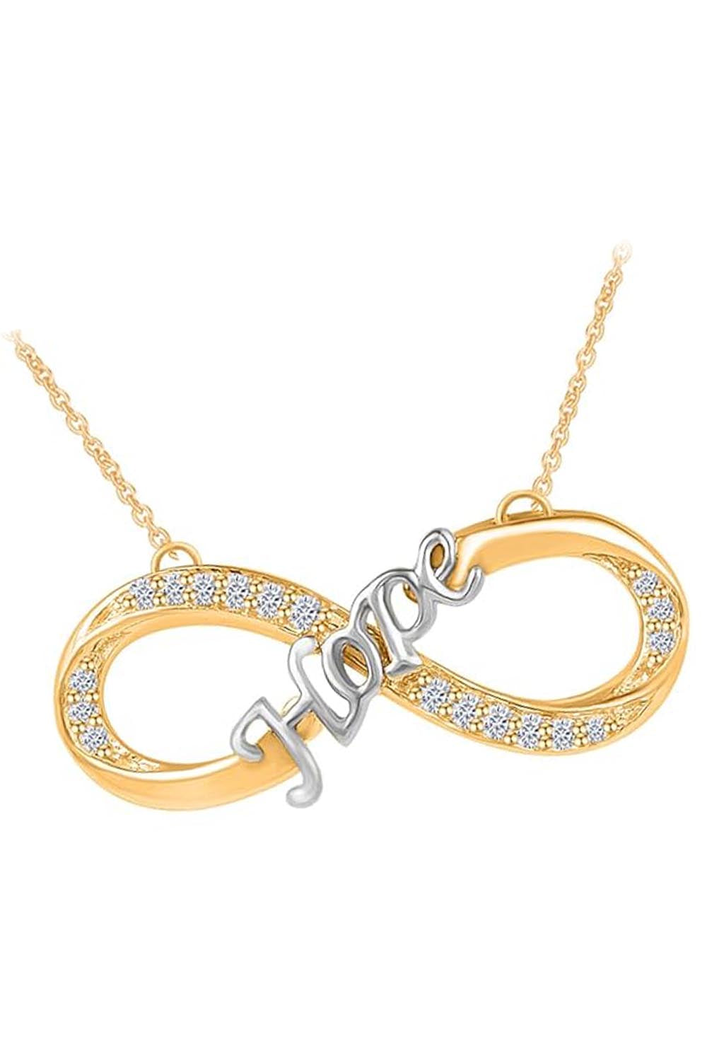Yellow Gold Color Moissanite Infinity Hope Pendant Necklace
