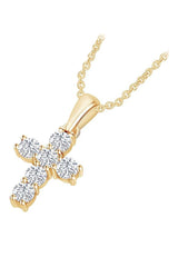 Yellow Gold Color Moissanite Diamond Religious Cross Pendant Necklaces