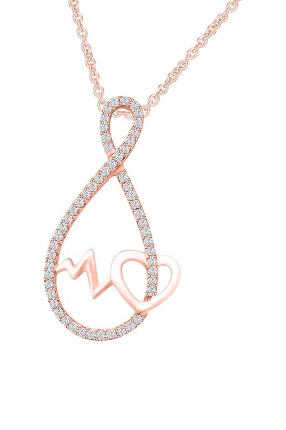 Rose Gold Color Yaathi Heartbeat Infinity Pendant Necklace