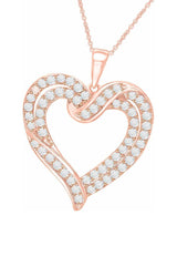 Rose Gold Color Round Cut Moissanite Love Heart Pendant Necklace