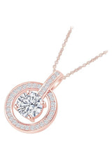 1 Carat (Ctw) Moissanite Halo Solitaire Pendant Necklace in 18K Gold Plated Sterling Silver.