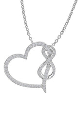 White Gold Color Love Heart Infinity Pendant Necklace