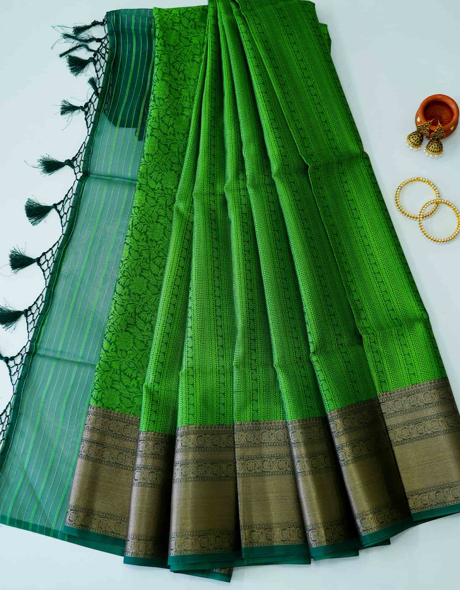 Green Colour Brocade Sarees 
