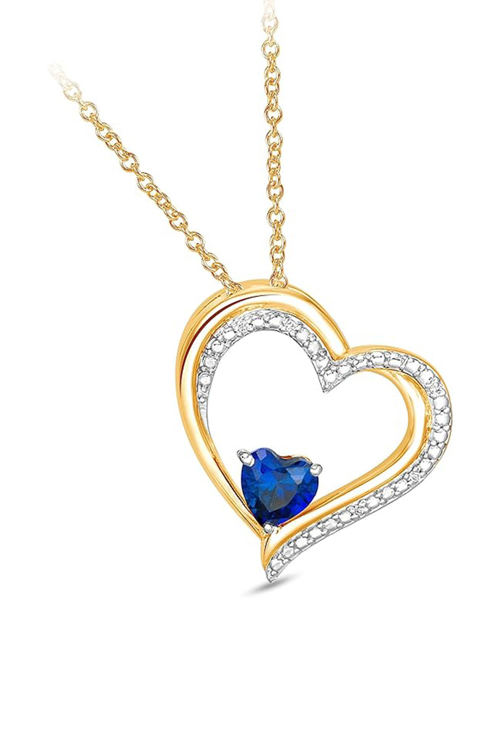 Yellow Gold Color Sapphire Heart Pendant Necklace