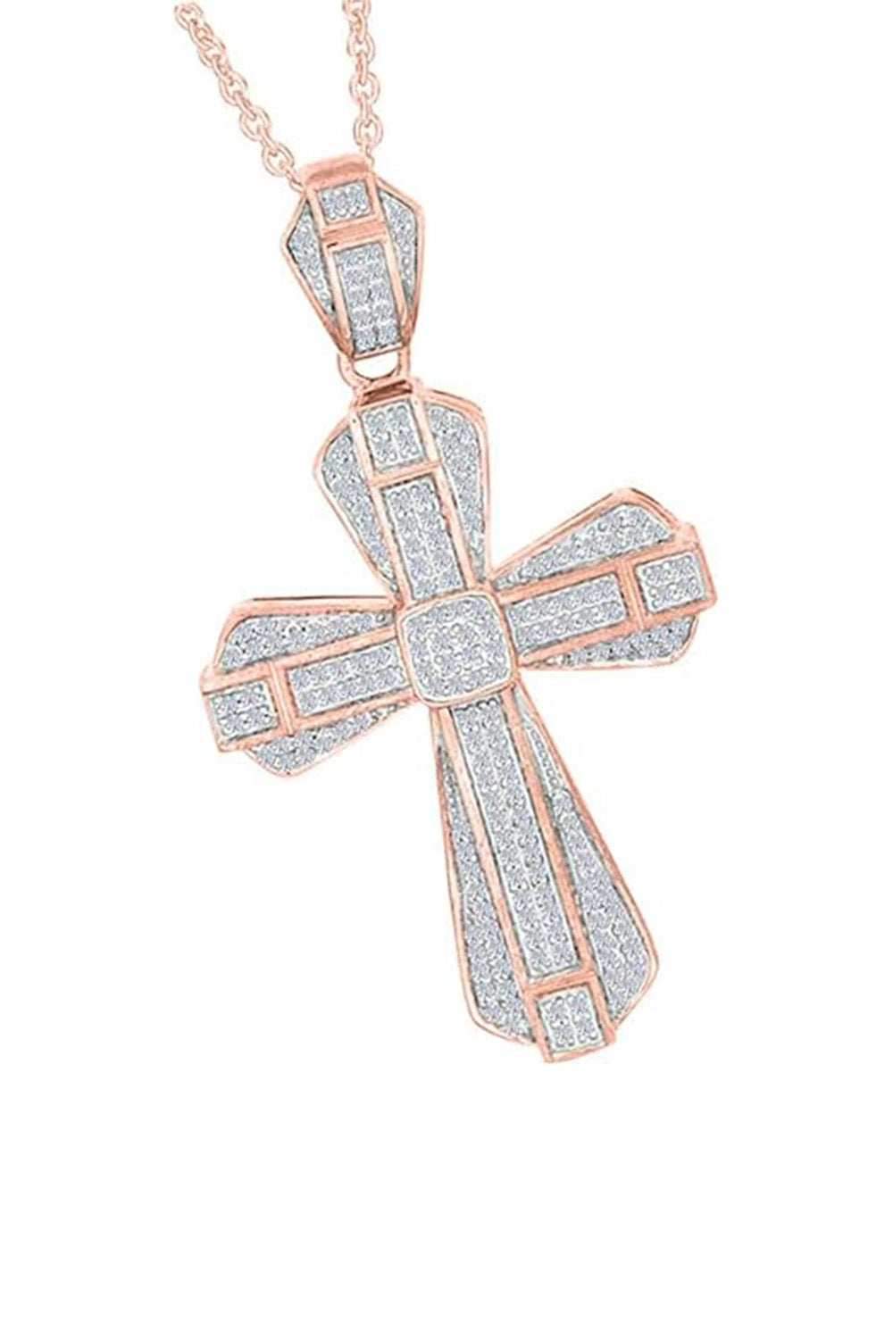 Rose Gold Color Yaathi 5/8 Carat Moissanite Cross Pendant Necklace 