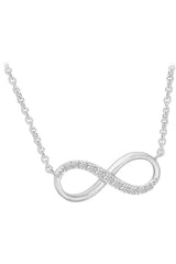 White Gold Color Stylish Moissanite Infinity Pendant Necklace