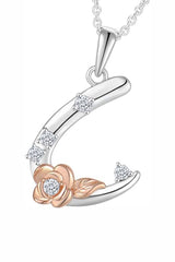 C Letter Rose Pendant Necklace