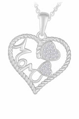White Gold Color Yaathi Moissanite Mom Triple Heart Pendant Necklace 