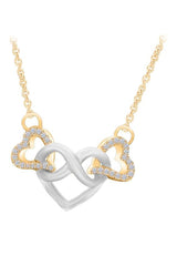 Yellow Gold Color Infinity Love Heart Interlocking Pendant Necklace