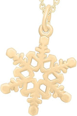 Yellow Gold Color Charms Snowflake Profile Pendant Necklaces for Women