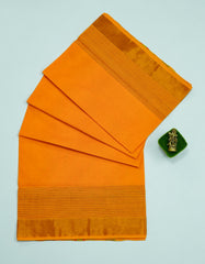 Yellow Orange Color Rajkot Plain Cotton Saree
