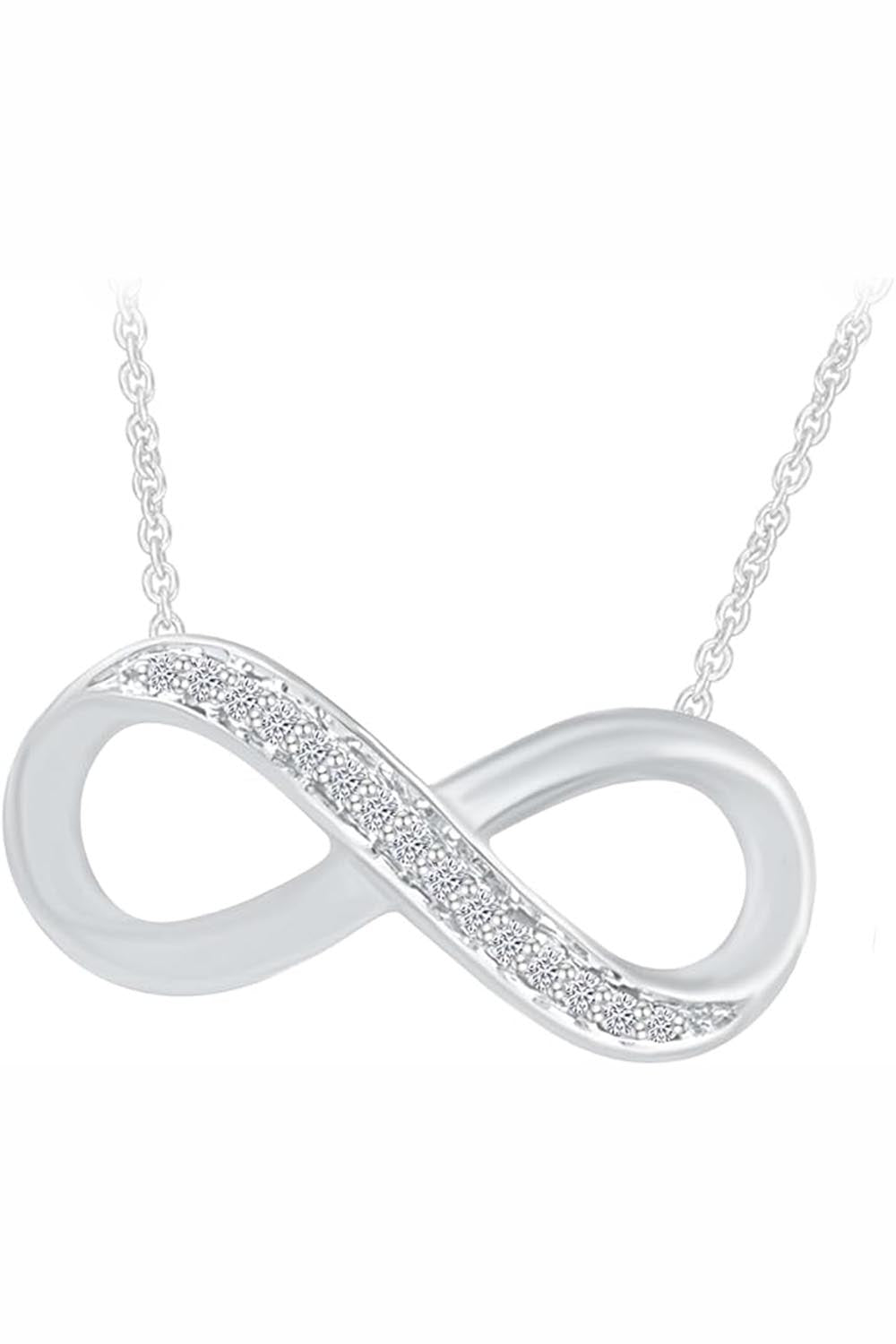 White Gold Color Yaathi Infinity Necklace, Women's Pendant Necklace