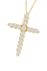 Yellow Gold Color Yaathi 1 Ct Moissanite Cross Pendant Necklace 