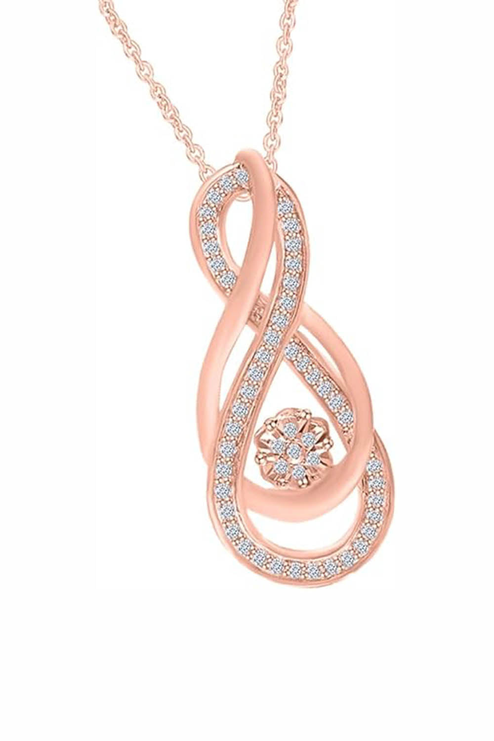 Rose Gold Color Yaathi Intertwining Infinity Pendant Necklace