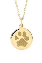 Paw Print Disc Pendant Necklace