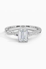 Emerald Cut Moissanite Twisted Ring