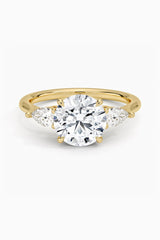 Moissanite Round Cut Three Stone Ring