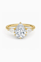 Moissanite Pear Cut Three Stone Ring