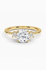 Round Moissanite Three Stone Engagement Ring