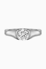 Half Bezel Moissanite Solitaire Ring