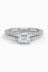 Asscher Moissanite Split Shank Ring