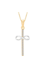 Two Tone Infinity Cross Pendant Necklace