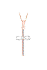 Two Tone Infinity Cross Pendant Necklace