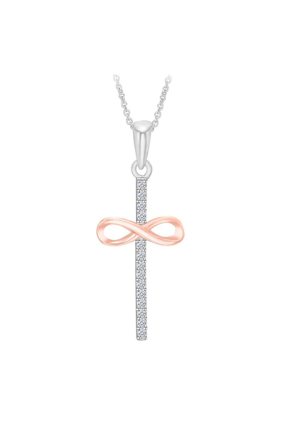 Two Tone Infinity Cross Pendant Necklace