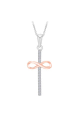 Two Tone Infinity Cross Pendant Necklace