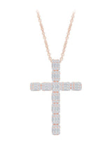 Emerald Cut Cross Pendant Necklace