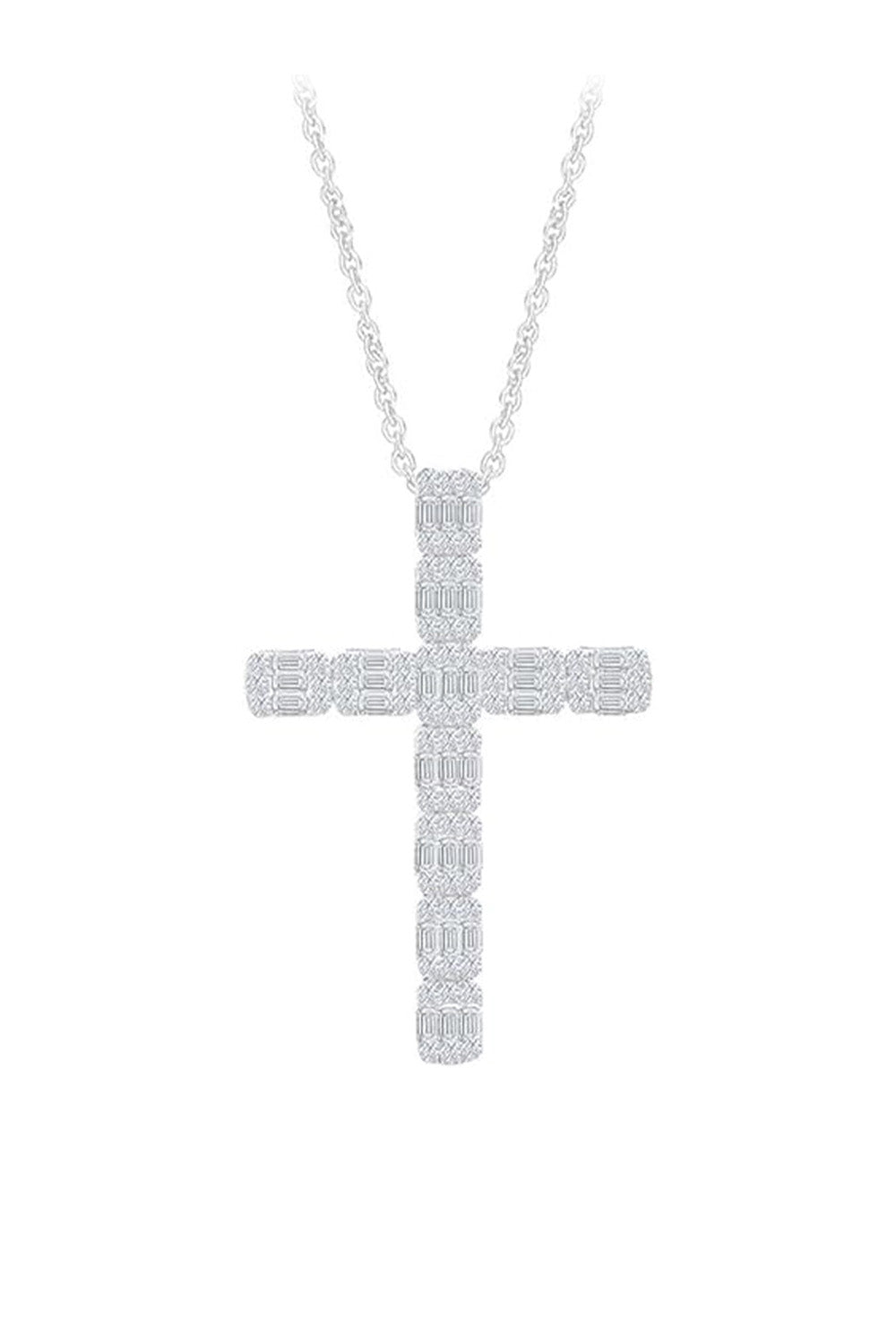 Emerald Cut Cross Pendant Necklace