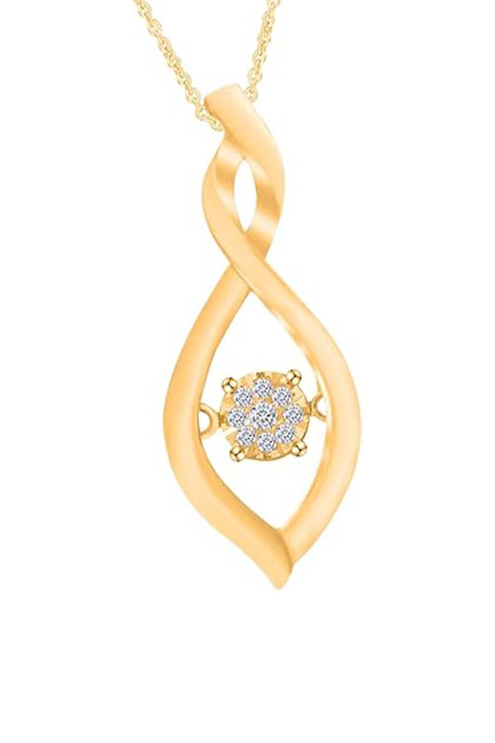 Yellow Gold Color Moissanite Diamond Twist Infinity Pendant Necklace 