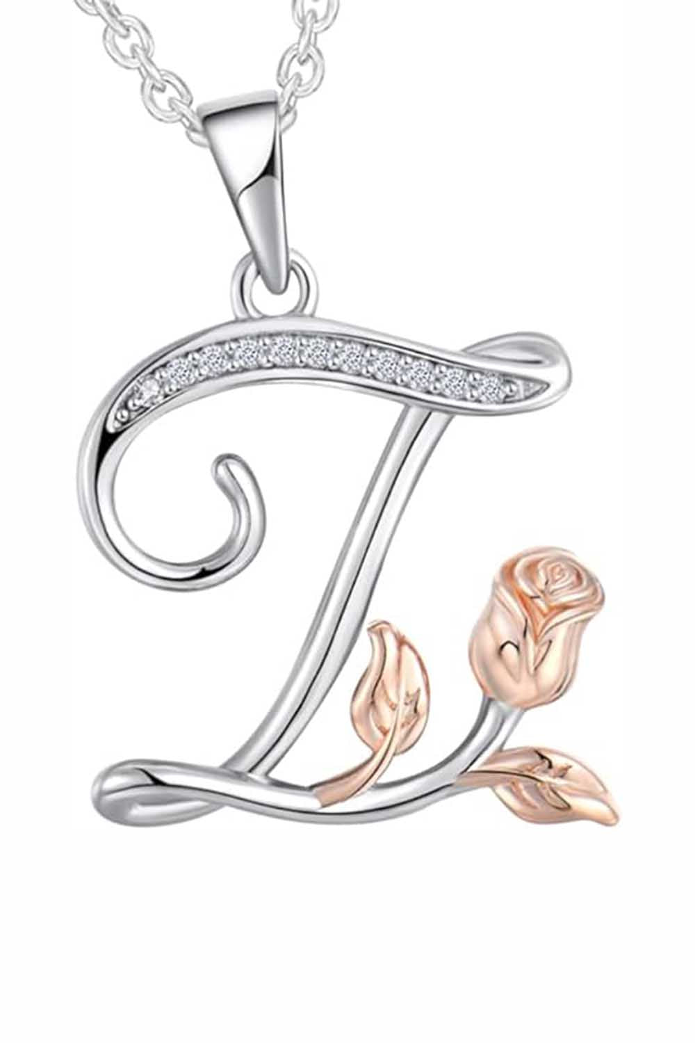 Z Letter With Rose Pendant Necklace