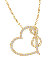 Yellow Gold Color Love Heart Infinity Pendant Necklace